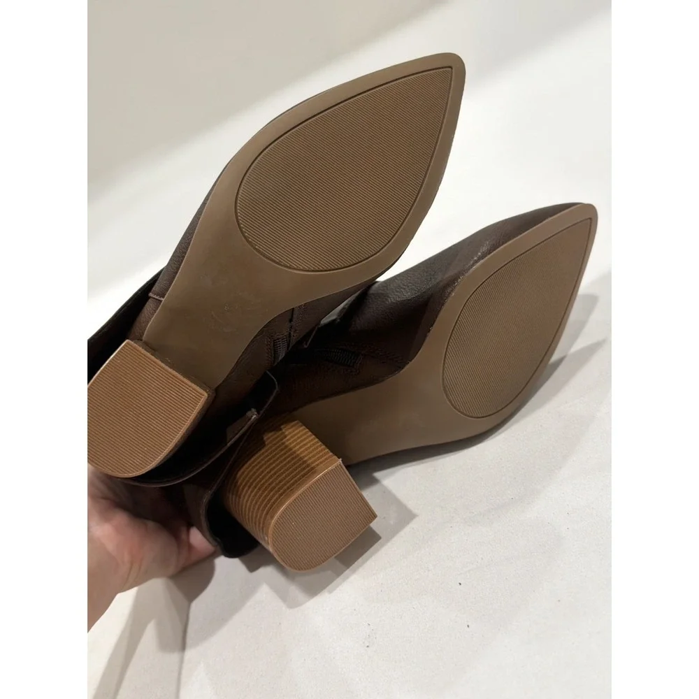 Sonoma Amarella Fold Over Ankle Boots Women Size 10 Cognac fall preppy elegant